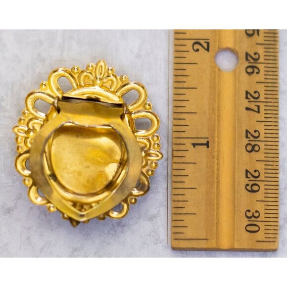 Vintage Faux Pearl Victorian Gold Tone Victorian Unique Clip - CJ1 - Picture 2 of 2